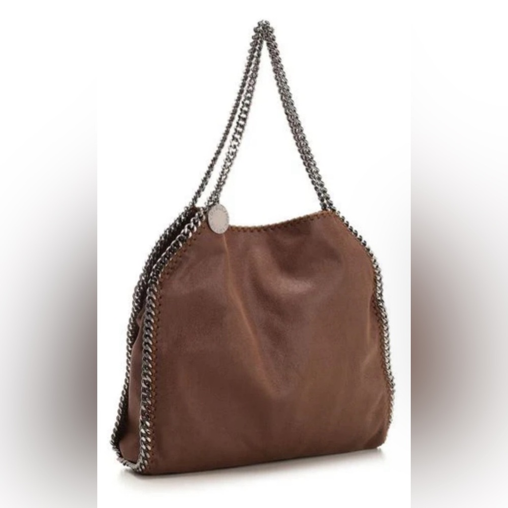 Stella McCartney Falabella Shoulder Bag Tote Brown Shaggy Deer Silver Hardware - Picture 3 of 11